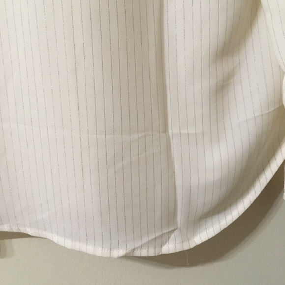 Ann Taylor Loft Cream Shimmer Pinstripe Blouse - Picture 9 of 13
